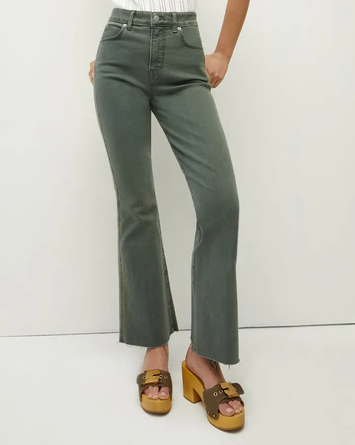 Jeans Shop Veronica Beard Carson KickFlare Jean Raw Hem Garden Topiary