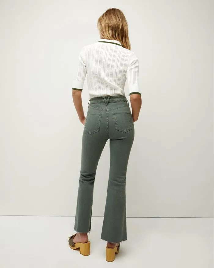 Jeans Shop Veronica Beard Carson KickFlare Jean Raw Hem Garden Topiary