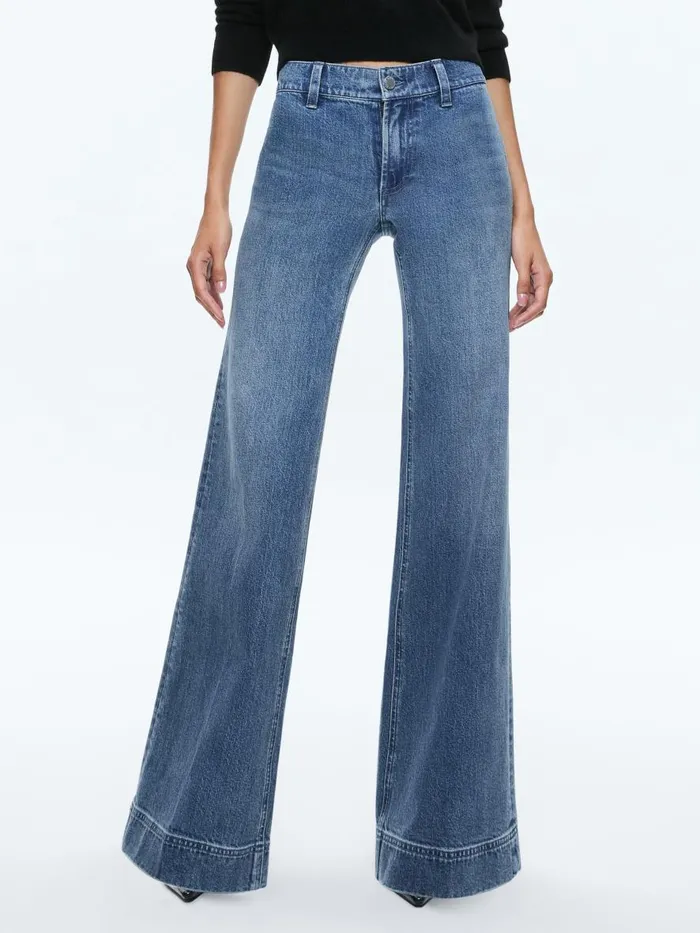 Jeans Women Alice Olivia BRIAN CLEAN FRONT WIDE LEG JEAN Avery Blue