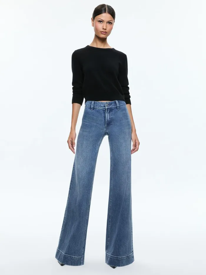Jeans Women Alice Olivia BRIAN CLEAN FRONT WIDE LEG JEAN Avery Blue