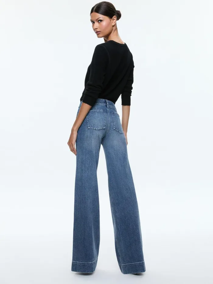 Jeans Women Alice Olivia BRIAN CLEAN FRONT WIDE LEG JEAN Avery Blue