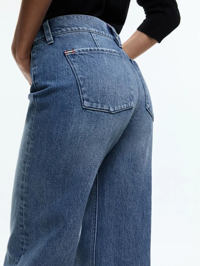 Jeans Women Alice Olivia BRIAN CLEAN FRONT WIDE LEG JEAN Avery Blue