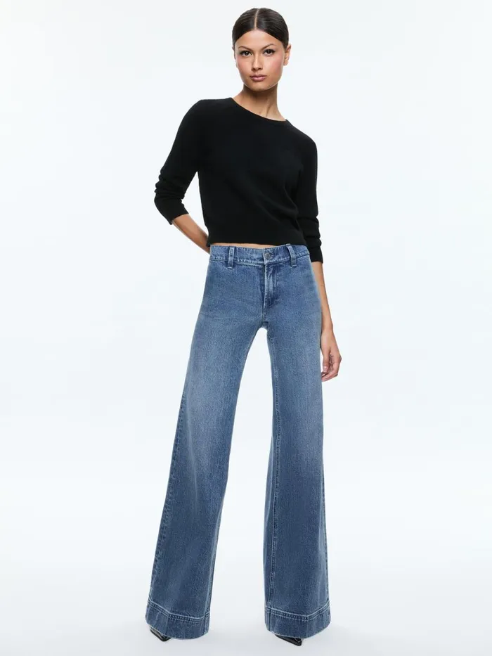 Jeans Women Alice Olivia BRIAN CLEAN FRONT WIDE LEG JEAN Avery Blue
