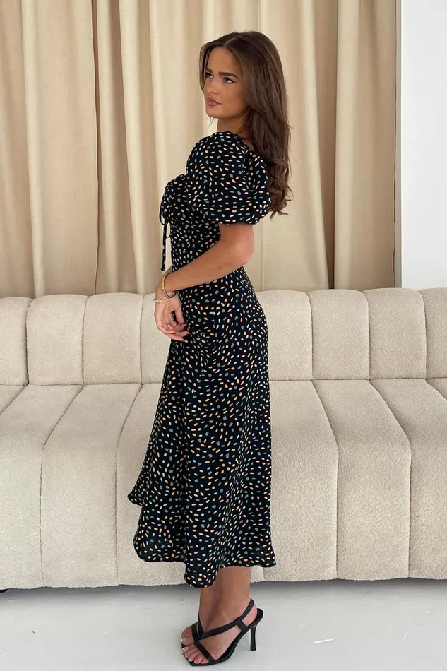 Jemima Square Neck Midi Dress Black Multi Women Girl In Mind Midi Dresses