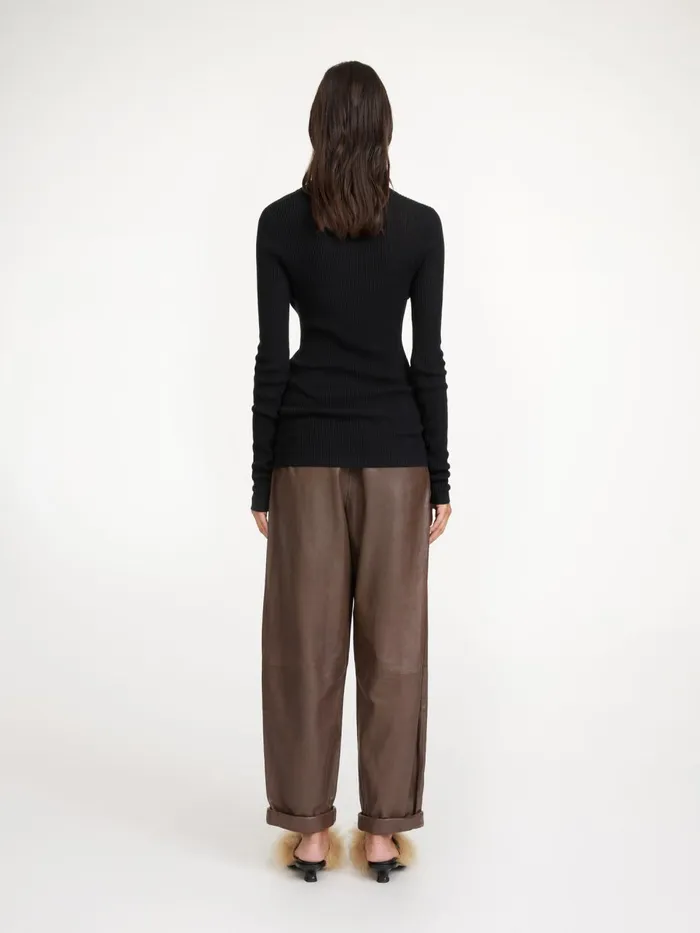 Joanni Leather Trousers Warm Brown Women By Malene Birger Trousers