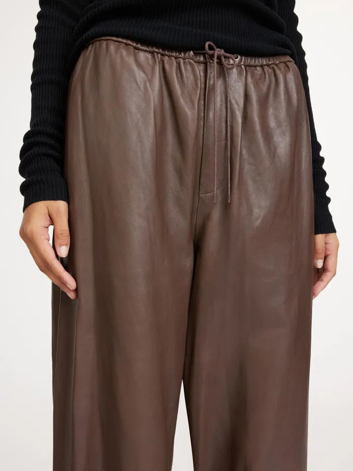 Joanni Leather Trousers Warm Brown Women By Malene Birger Trousers