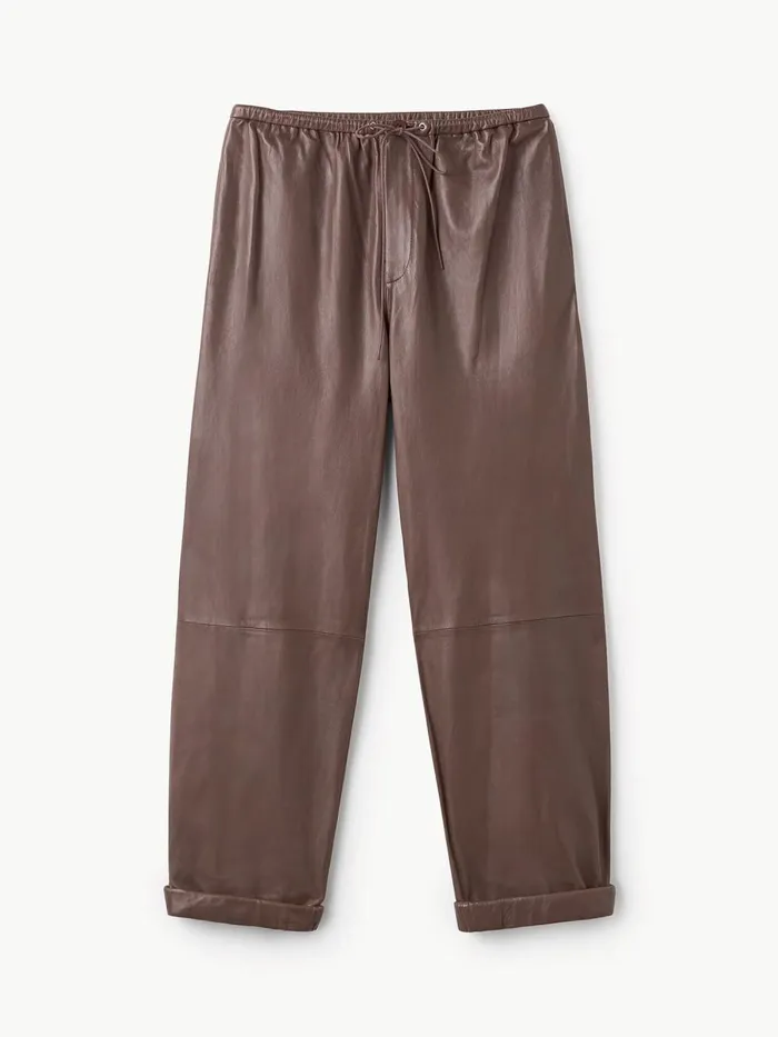 Joanni Leather Trousers Warm Brown Women By Malene Birger Trousers