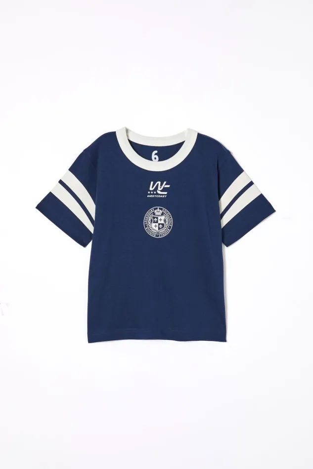 Jonny Short Sleeve Print Tee In The Navywhite West Coast 23 Boys Cotton On Tops and TShirts Jonny Short Sleeve Print Tee In The Navywhite West Coast 23 Boys Cotton On Tops and TShirts