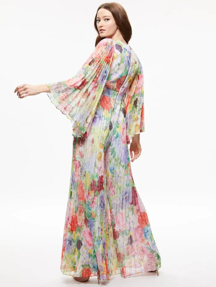 Jumpsuits Rompers Women Alice Olivia BENNET PLEATED WIDE LEG JUMPSUIT Dawn Floral