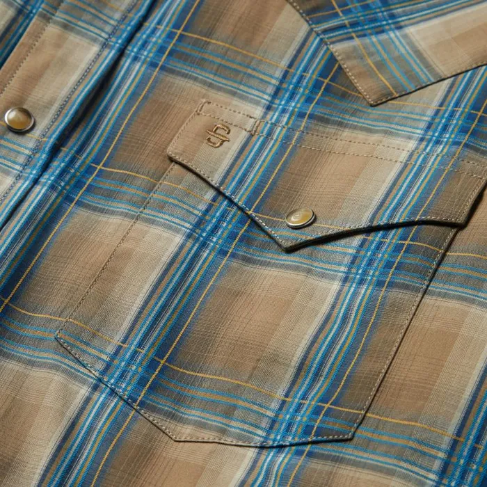Khaki Ombre Plaid Shirt Khaki Ombre Plaid Shirt Men Stetson Modern Cut