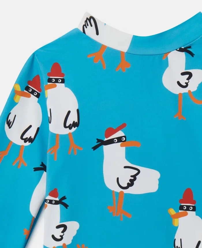 Kids Baby Boys Stella McCartney Seagull Bandit Rash Top Turquoise