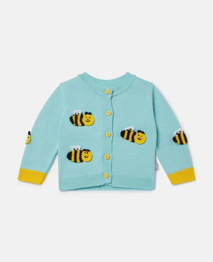 Kids Baby Girls Stella McCartney Bumblebee Crochet Appliqu Cardigan Blue
