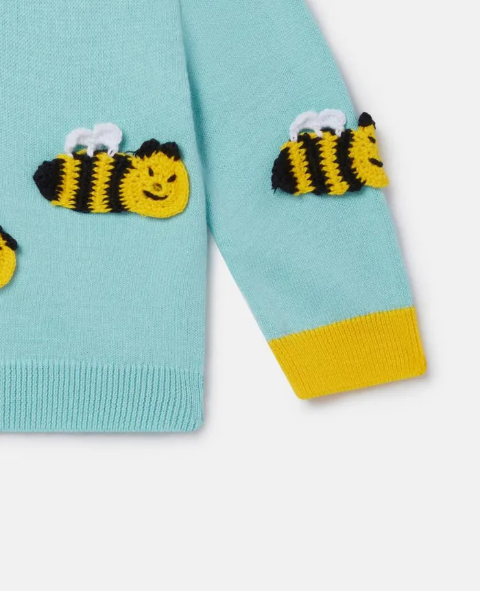 Kids Baby Girls Stella McCartney Bumblebee Crochet Appliqu Cardigan Blue