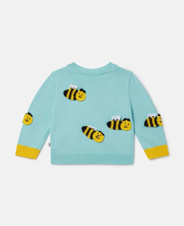Kids Baby Girls Stella McCartney Bumblebee Crochet Appliqu Cardigan Blue