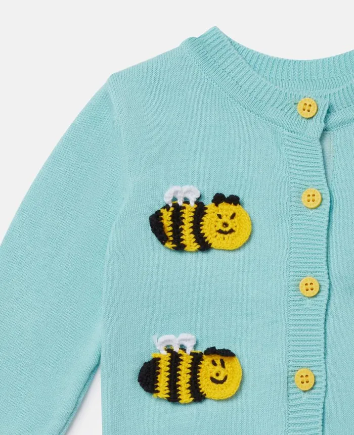 Kids Baby Girls Stella McCartney Bumblebee Crochet Appliqu Cardigan Blue