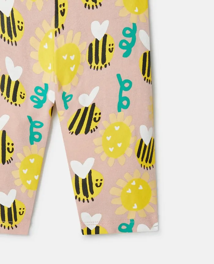 Kids Baby Girls Stella McCartney Bumblebee Sunflower Print Leggings Pink Multicolour