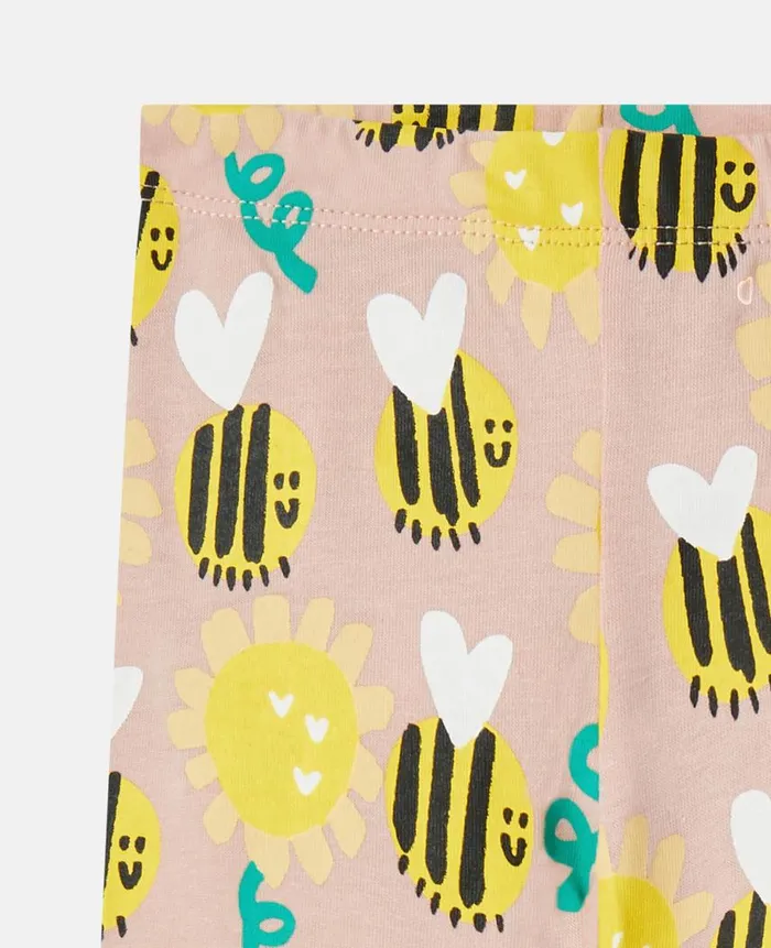 Kids Baby Girls Stella McCartney Bumblebee Sunflower Print Leggings Pink Multicolour