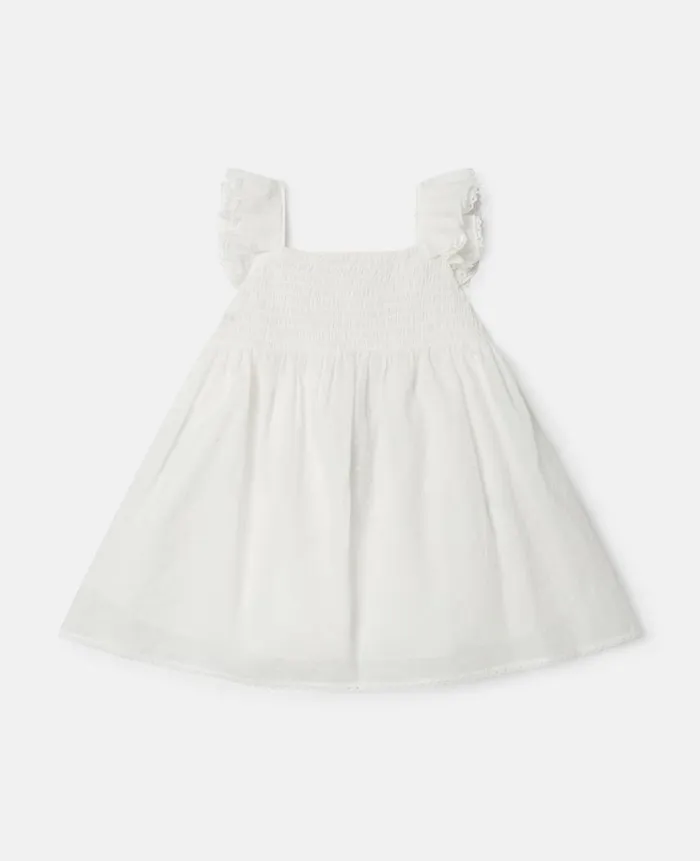 Kids Baby Girls Stella McCartney Frill Sleeve Smock Dress Ivory