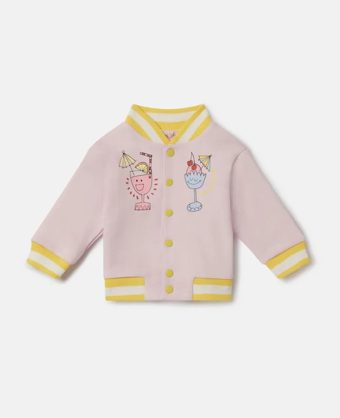 Kids Baby Girls Stella McCartney Summer Doodles Reversible Jersey Cardigan Pink Kids Baby Girls Stella McCartney Summer Doodles Reversible Jersey Cardigan Pink