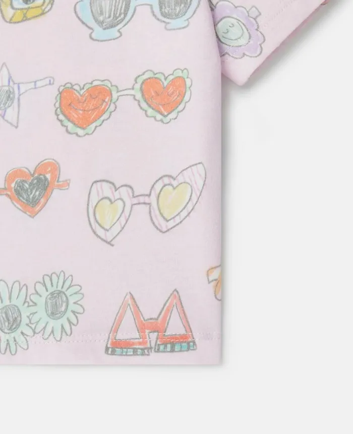 Kids Baby Girls Stella McCartney Sunglasses Doodle Print TShirt Pink
