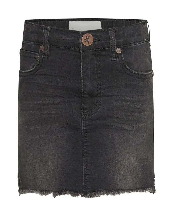 KIDS BLACK PUNK 2020 MINI HIGH WAIST DENIM SKIRT Kids One Teaspoon Kids KIDS BLACK PUNK 2020 MINI HIGH WAIST DENIM SKIRT Kids One Teaspoon Kids