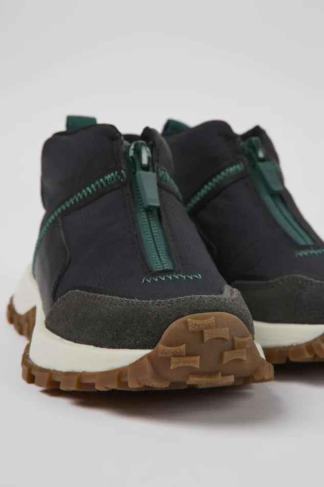 Kids Camper Boots Drift Trail Black Textile And Leather Sneakers For Kids