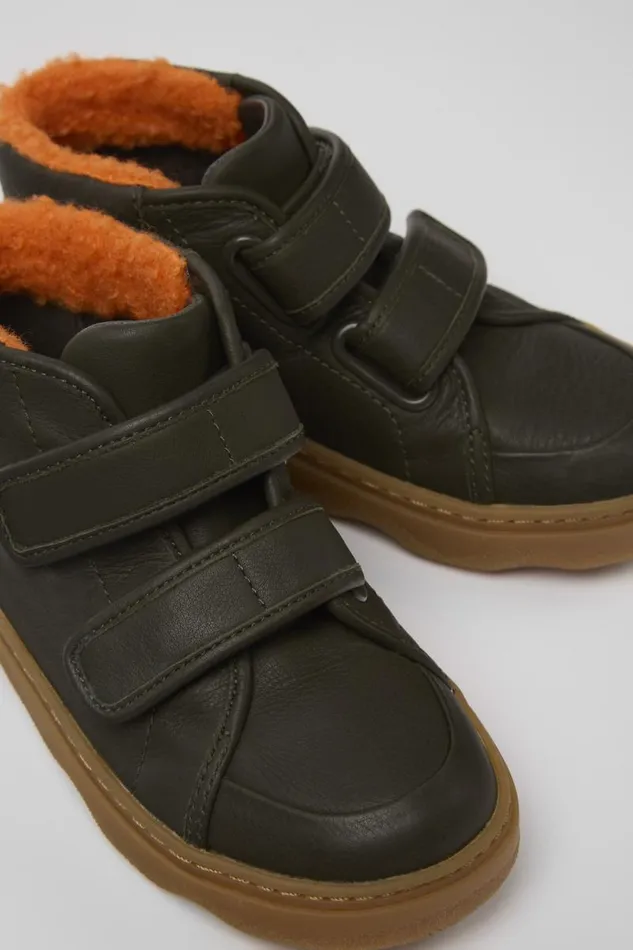Kids Camper Boots Kiddo Green Leather Boots