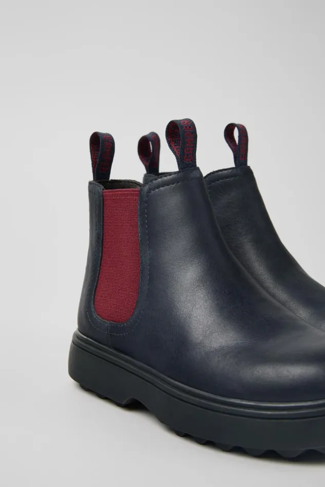 Kids Camper Boots Norte Blue And Burgundy Leather Boots For Kids