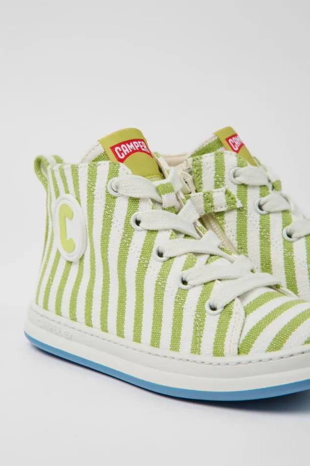 Kids Camper Boots Runner Green And White Textile Sneakers For Kids