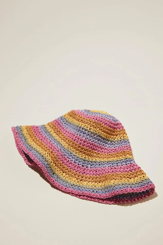 Kids Crochet Bucket Hat Rainbow Stripe Girls Cotton On Hats and Beanies Kids Crochet Bucket Hat Rainbow Stripe Girls Cotton On Hats and Beanies
