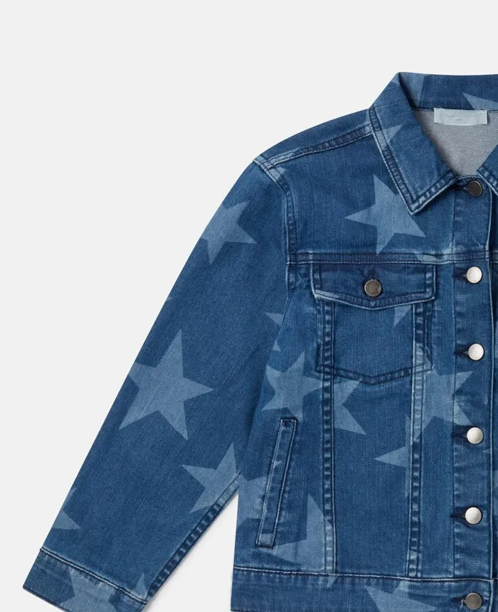 Kids Outerwear Stella McCartney Star Print Oversized Denim Jacket Blue