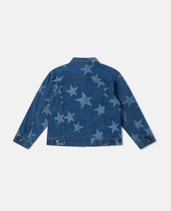 Kids Outerwear Stella McCartney Star Print Oversized Denim Jacket Blue