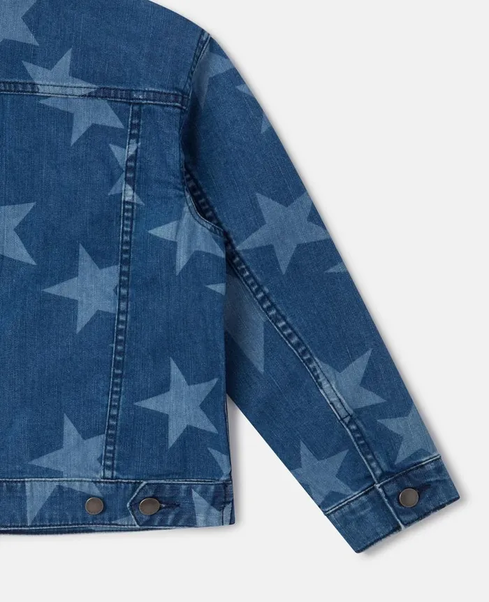 Kids Outerwear Stella McCartney Star Print Oversized Denim Jacket Blue