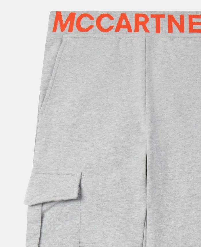 Kids Pants and Shorts Stella McCartney Logo Tape Cargo Joggers Grey Melange