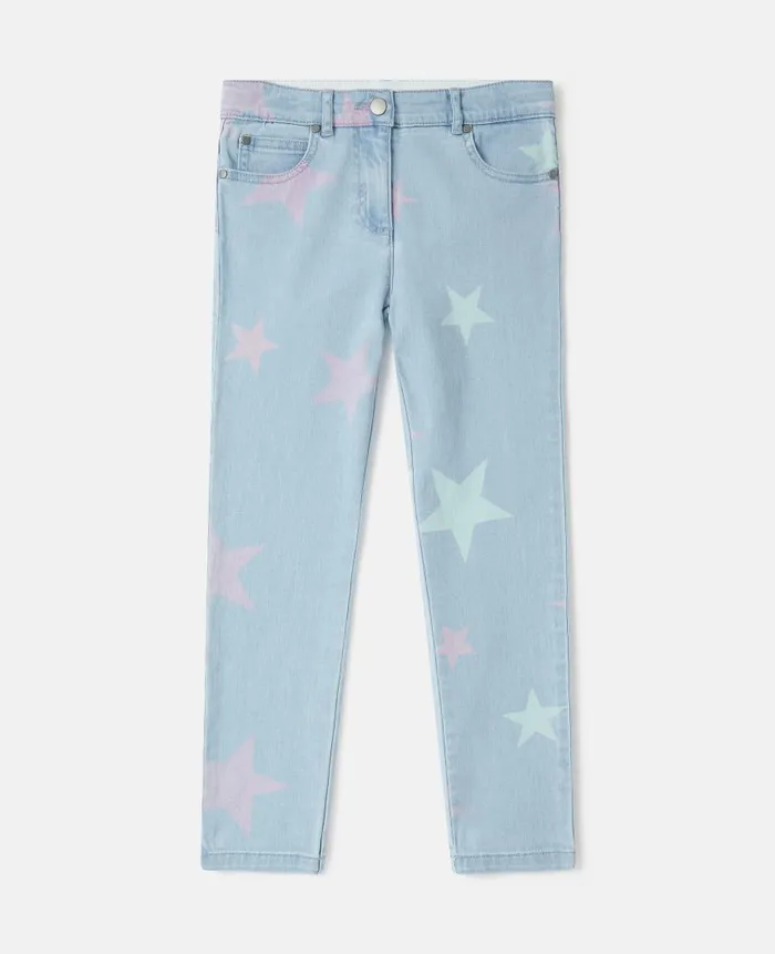 Kids Pants and Shorts Stella McCartney Stella Star Print Skinny Jeans Blue