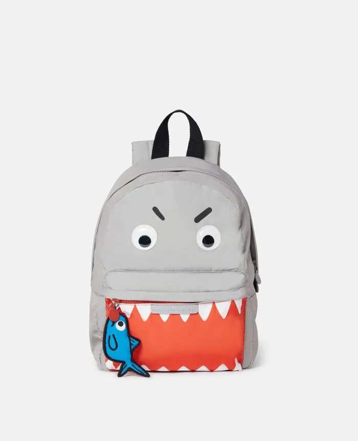 Kids Shoes And Accessories Stella McCartney Shark Print Backpack Grey