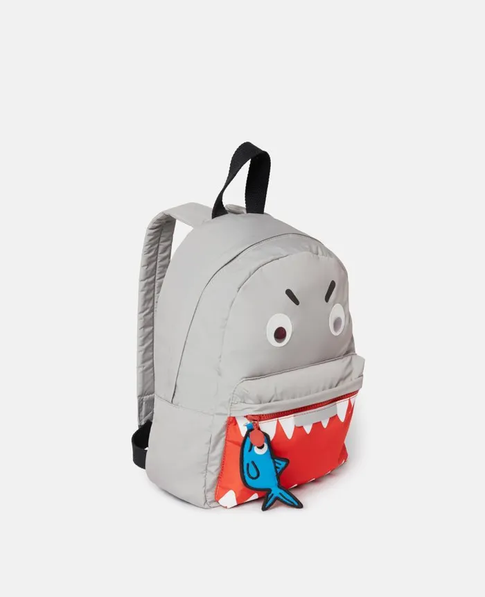 Kids Shoes And Accessories Stella McCartney Shark Print Backpack Grey