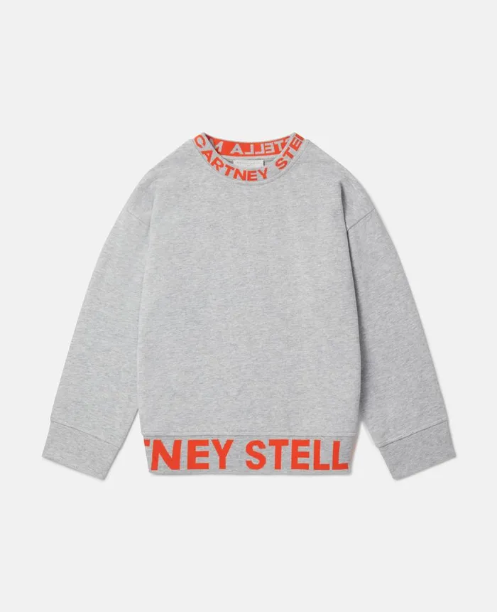 Kids Sweaters and Cardigans Stella McCartney Logo Tape Sweatshirt Grey Melange Kids Sweaters and Cardigans Stella McCartney Logo Tape Sweatshirt Grey Melange