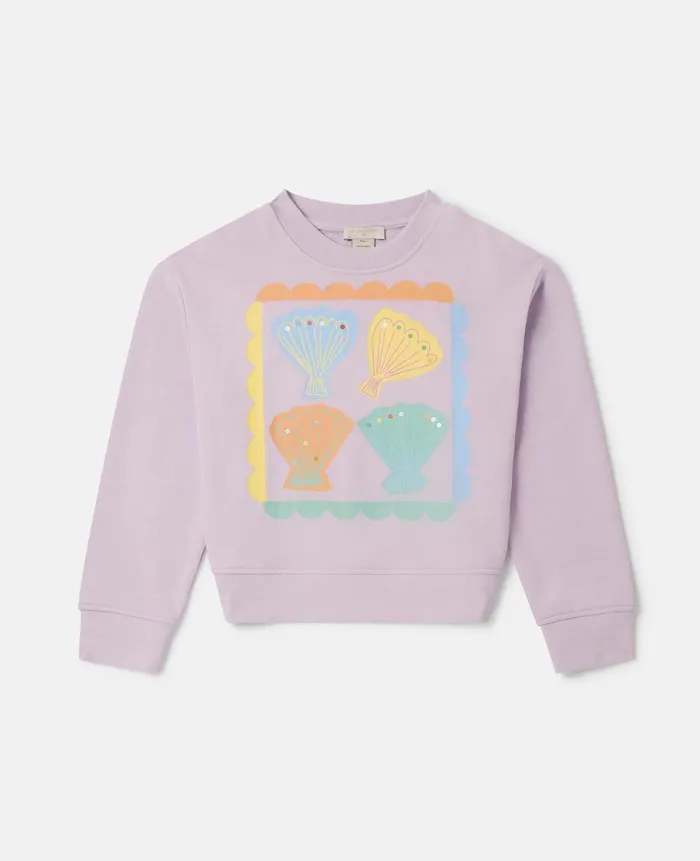 Kids Sweaters and Cardigans Stella McCartney Seashell Stamp Sweatshirt Lilac