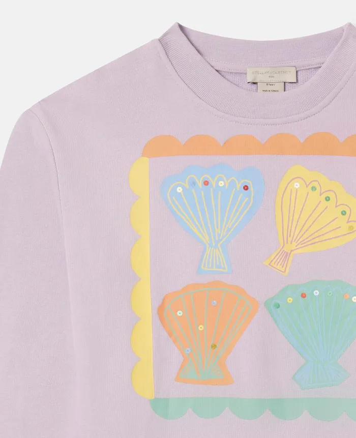 Kids Sweaters and Cardigans Stella McCartney Seashell Stamp Sweatshirt Lilac