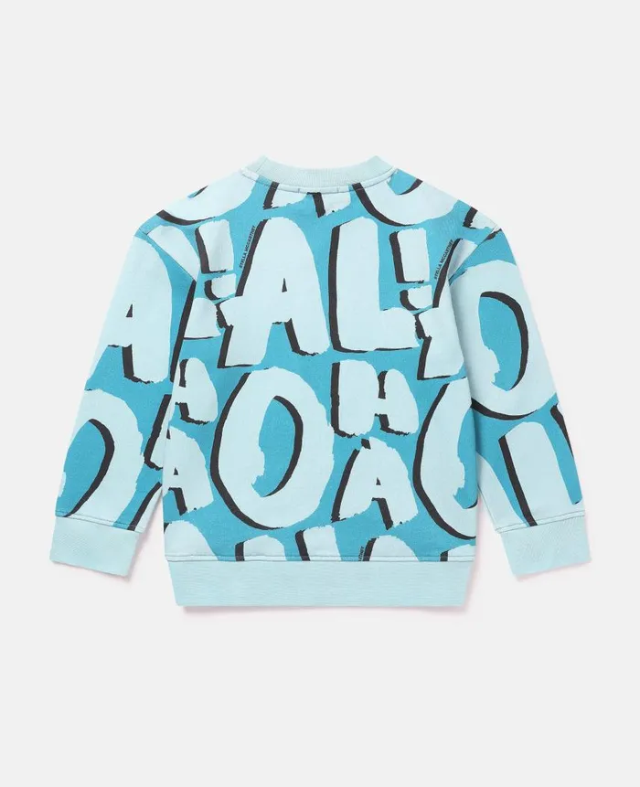Kids TShirts And Sweatshirt Stella McCartney Aloha Lettering Sweatshirt Bright Blue
