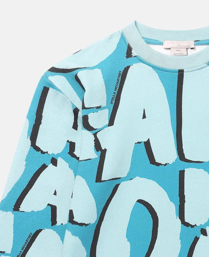 Kids TShirts And Sweatshirt Stella McCartney Aloha Lettering Sweatshirt Bright Blue