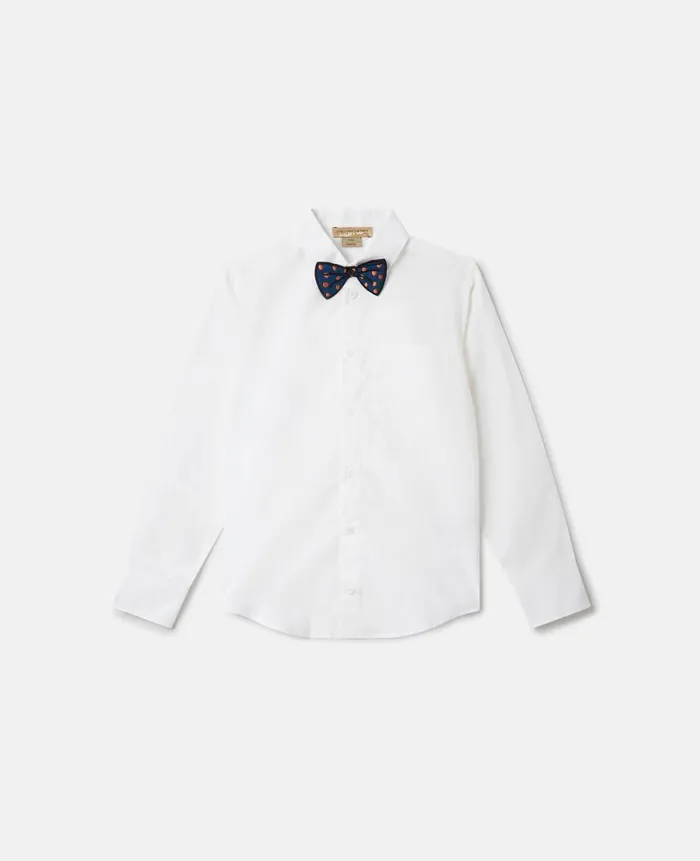 Kids TShirts And Sweatshirt Stella McCartney Oxford Shirt With Bowtie White