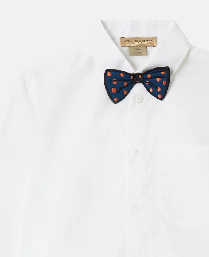 Kids TShirts And Sweatshirt Stella McCartney Oxford Shirt With Bowtie White