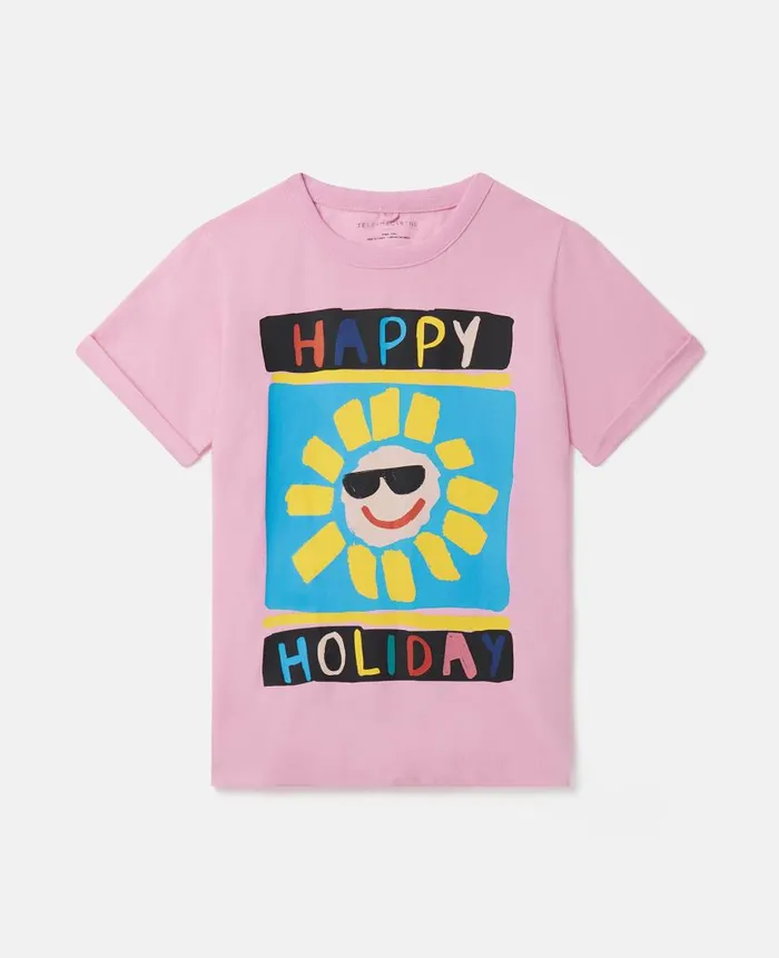 Kids TShirts And Tops Stella McCartney Happy Holiday TShirt Pink
