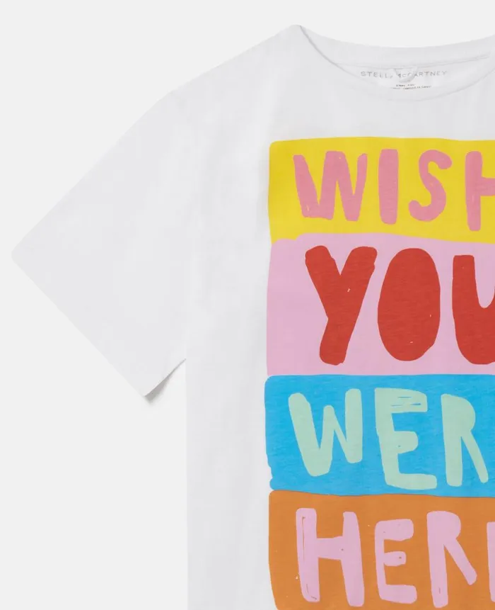 Kids TShirts And Tops Stella McCartney Wish You Were Here Slogan TShirt White