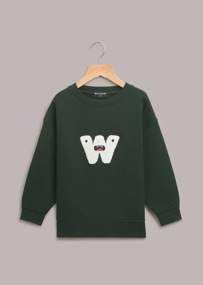Kids Tops Whistles Dark Green Monster Sweatshirt