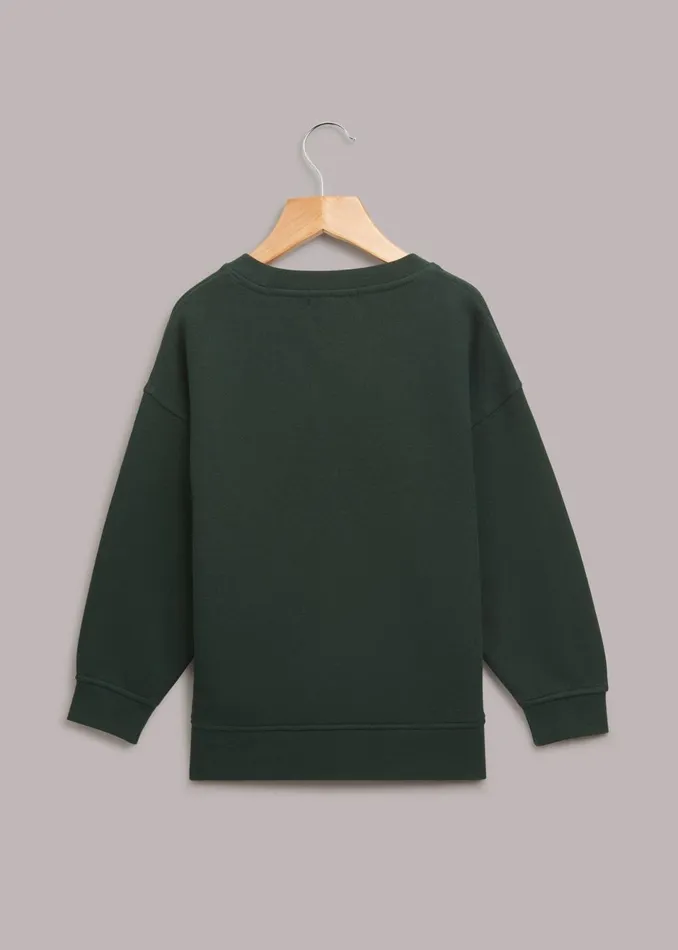 Kids Tops Whistles Dark Green Monster Sweatshirt
