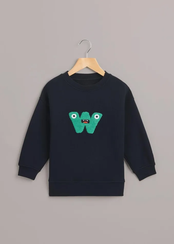 Kids Tops Whistles Navy Monster Sweatshirt