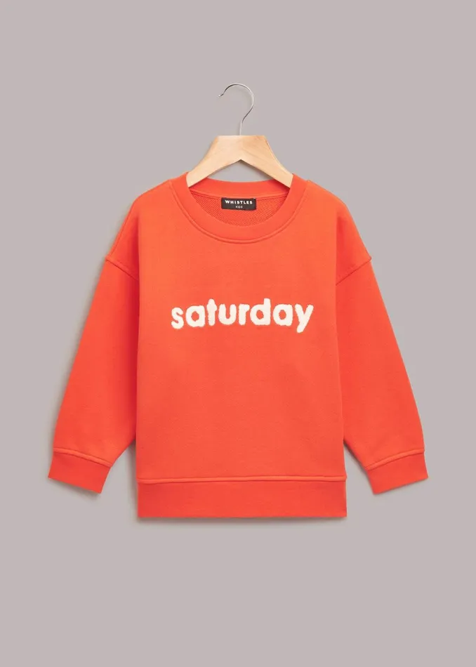 Kids Tops Whistles Red Saturday Sweatshirt
